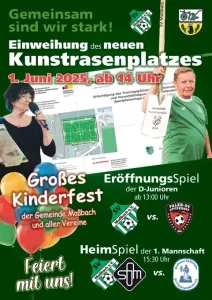 Einladung zur Einweihung des neuen Kunstrasenplatzes in Moßbach am 01. Juni