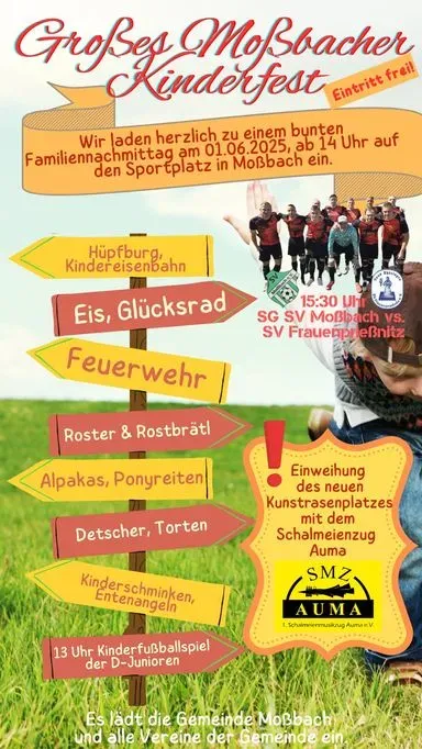 Einladung zum Kinderfest auf dem Sportplatz Moßbach