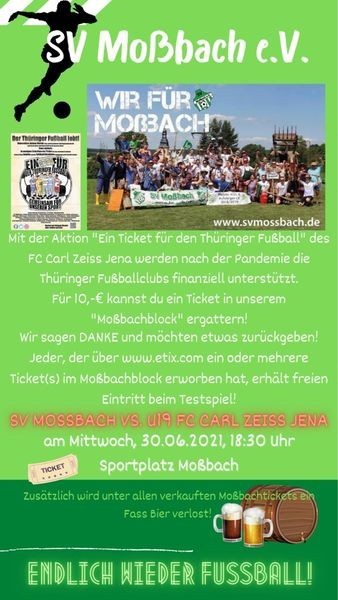 Virtuelle Tickets für das Thüringer Pokalfinale mit Moßbacher Mehrwert!