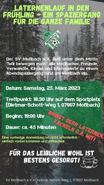 Am Samstagabend: 1. Moßbacher Laternenlauf