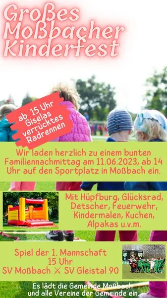 Am Sonntag: Großes Moßbacher Kinder- und Familiensportfest auf dem Sportplatz