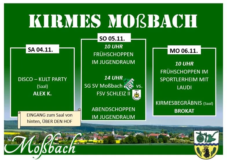 Das Moßbacher Kirmeswochenende steht an 🍻