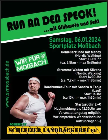 Am 06.01.2024: "RUN an den Speck" mit Glühwein & Sekt! 🏃🏃♀️